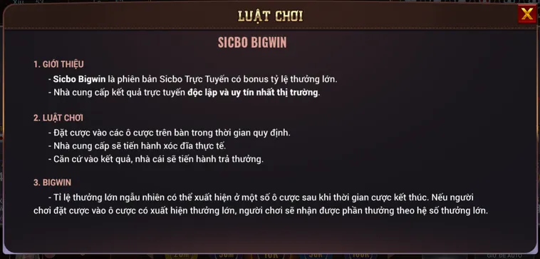 Sicbo BigWin Tại BomWin Đỉnh Cao Đấu Trường Xúc Xắc Cho Các Tay Chơi Chuyên Nghiệp